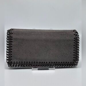 Stella McCartney Falabella Continental Wallet – Grey Faux Suede